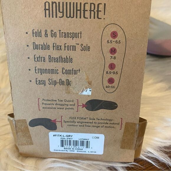 FITKICKS Women's Foldable Slip-On Sneakers Gray Size 8.5-9.5 - Picture 11 of 15